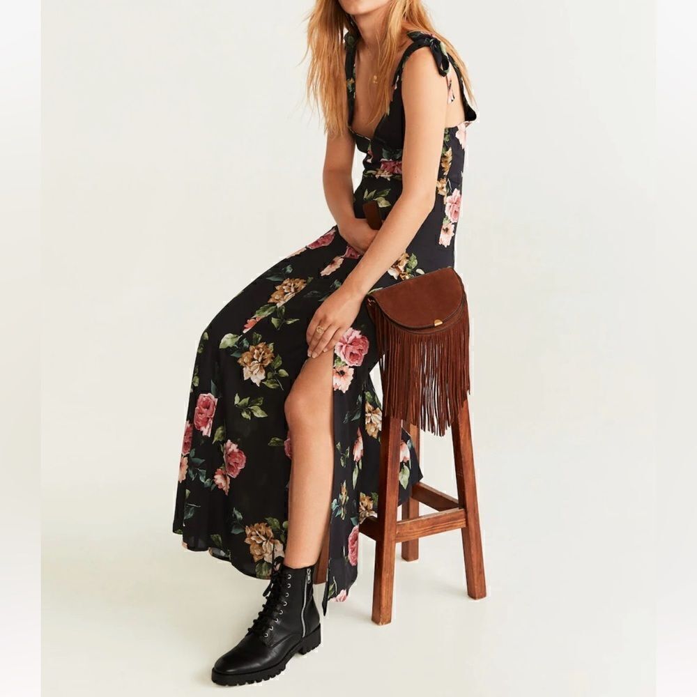 Mango Floral bow dress size 2